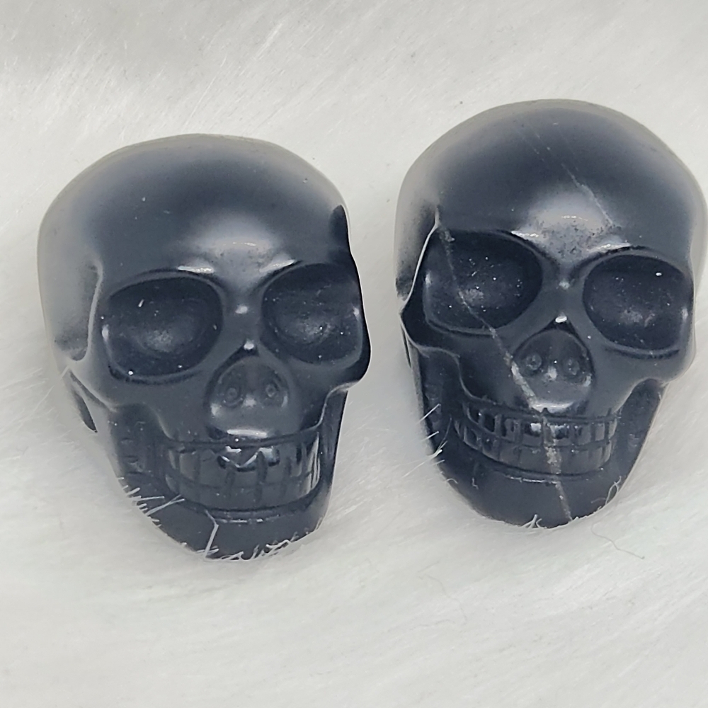 1pc Mini Black Obsidian Skull Carving | Gothic Crystal Decor